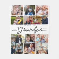 We Love You Grandpa | Heart Photo Collage  Fleece Blanket