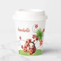 Ladybug / Watercolor 4th Birthday Paper cup