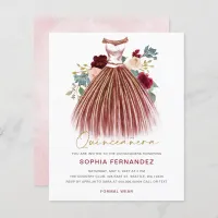 Budget Burgundy gold glitter Dress Quincea&#241;era