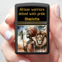 Warrior with lion’s strength zippo lighter