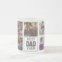 Best DAD Ever Father's Day Custom Photo Collage Frosted Glass Coffee Mug