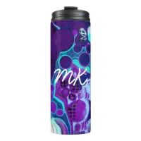 Purple, Blue and Teal Abstract Fluid Art   Thermal Tumbler