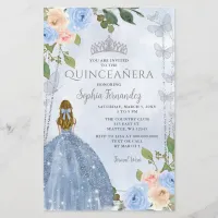 Budget Blue Silver Floral Princess Quincea&#241;era