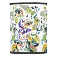 Handpainted Elegant Feminine Eyes Colorful Leaves  Lamp Shade