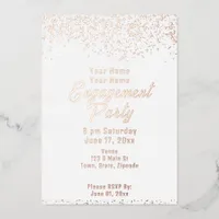 White and Rose Gold Foil Engagement Party Foil Invitation