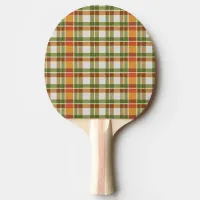 Green Orange Gingham Ping Pong Paddle