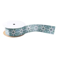 Southwest Winter Geometric Snowflakes Blue  Satin Ribbon