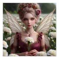 Beautiful January Fairy in Carnations Poster