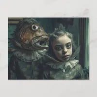 AI Art Fish Children Horror Movie Scene Postcard