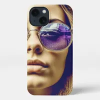 Cool Lady with Reflection in her Sunglasses iPhone 13 Case