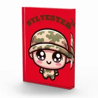 Cute Kawaii Army Camouflage Monogram on Red | Photo Block