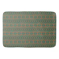 Southwestern Copper Teal Geometric Pattern Large Bath Mat