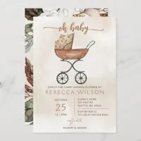 Oh Baby Gender Neutral Pram Boho Baby Shower  Invitation