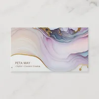 Elegant Chic Gold & Purple Abstract Watercolour QR Business Card