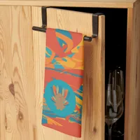 Orange & Teal Turkey Kitchen Towel