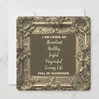 Affirmations And Blessings Antique Gold Frame Holiday Card