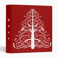 White Christmas Tree on Red Dated Binder