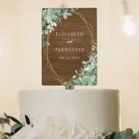 Rustic Wood Eucalyptus Greenery Wedding Cake Topper