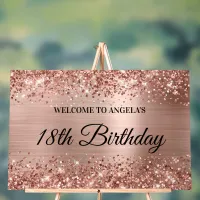 Glittery Rose Gold Foil 18th Birthday Welcome Acrylic Sign