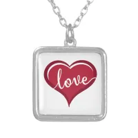 love in heart valentines silver plated necklace