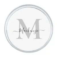 Personalize Monogram Initial Name Silver Finish Lapel Pin