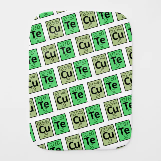 Cute Periodic Table Element Symbols Baby Burp Cloth