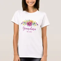 New Grandma Vibrant Floral Typography T-Shirt