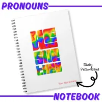 He She They Pronouns Rainbow Notebook