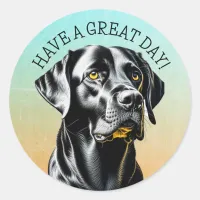 Black Lab | Have a Great Day Classic Round Sticker
