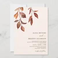 Fall Wedding Rust Autumn Colors Leaves Foliage Invitation