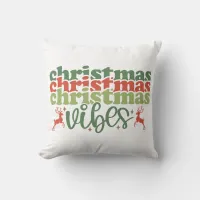 Christmas Vibes Retro Groovy Christmas Holidays Throw Pillow