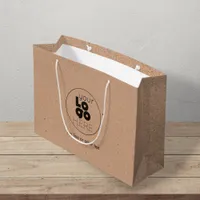 Large Custom Logo Brown Kraft Paper Shopping Bag