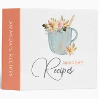 Watercolor Baking Supplies Personalized Recipe 3 Ring Binder