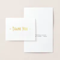 Custom Interior Message Folded Foil Thank You Card