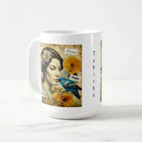 Personalized Inspirational Words and  Vintage Lady Coffee Mug