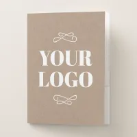 Beige Kraft Look White Business Logo Pocket Folder