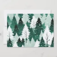 Snow Landscape Evergreen Trees Merry Christmas Holiday Card