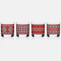 Southwest Mesas Turquoise & Red Assorted Set Whiskey Glass