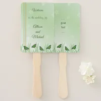 Green butterfly on light green - wedding hand fan