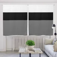 White Black and Grey Color Block Blackout Curtains