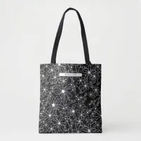 Hand Drawn Flower Pattern with Name Black & White Tote Bag