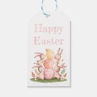 Cute Watercolor Pastel Bunnies & Eggs Easter Favor Gift Tags