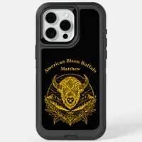 Intricate Illustration of a Gold Bison in Nature iPhone 15 Pro Max Case