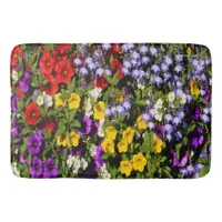 A Colorful Pastiche of Summer Annual Flowers Bathroom Mat