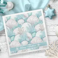 Coastal Seashell & Coral Pattern#3 ID1009 Paper Dinner Napkins