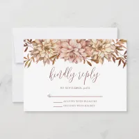 Vintage Autumn Botanical Kindly Reply Wedding RSVP Card