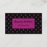 Bright Pink Dots on Black Background Business Card