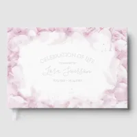 Pink Hydrangea Watercolor Celebration of Life Foil Guest Book