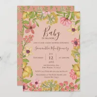 Baby in Bloom Floral Pink Boho Baby Shower Spring Invitation