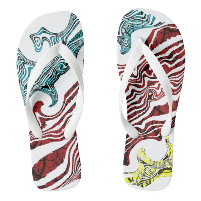 Waves and holiday colors flip flops